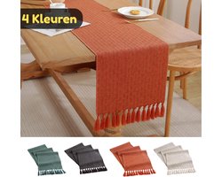 Tafelloper in landelijke stijl – wasbaar – tafeldecoratie voor feest, verjaardag, Valentijnsdag en bruiloft – Rood 33 x 240 cm