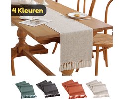 Tafelloper in landelijke stijl – wasbaar – tafeldecoratie voor feest, verjaardag, Valentijnsdag en bruiloft – Wit 33 x 153 cm