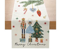 Tafelloper Kerst - 180x33cm - Klassiek Kerstkleed - Notenkraker Kerstdecoratie - Tafelkleed Voor Kerst - Tafeldecoratie
