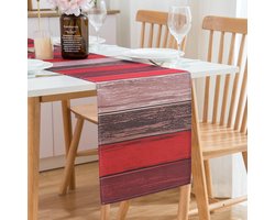 Tafelloper Linnen Tafelloper Rood Oranje Linnen Modern 33 x 183 cm Tafelloper Boerderij Rustieke Retro Schuurhout Textuur Planken Antiek voor Eettafel Party Picknick Gratis Keuken Decoratie