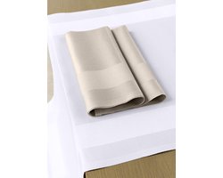 Tafelloper met Servetten - Katoen - Damast - Horeca Line Textiel - Wit/Beige