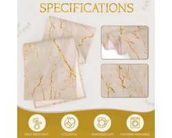 Tafelloper Modern Lente Zomer Wit Goud Linnen Tafelloper Marmer Gouden Textuur Abstract Kunst Tafelloper voor Koffie, Eetkamer, Dressoir, Bijzettafel, Slaapkamer 40 x 180 cm