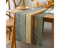 Tafelloper - Moderne woonkamer lente placemats - Groen blauw grijs houten tafelmat - Barn tafelloper set - voor restaurant bruiloften, beddengoed - 33 x 183 cm