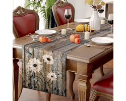 Tafelloper, outdoor, tafelloper, bruin, tafelloper, taupe, groene vintage houtstructuur, tafelloper, vintage, keuken, eettafel, decoratie, voor binnen en buiten, feest, woonkamer, bruiloft, decoratie