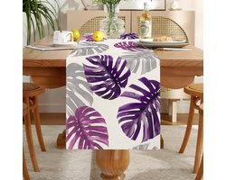 Tafelloper paars schildpadblad tafelloper modern woonkamer tafel decoratie kluisjes tafelloper linnen tafelmatten loper set voor eetkamer dressoir schoenenkast decoratie 40 x 140 cm