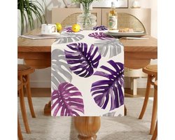 Tafelloper paars schildpadblad tafelloper modern woonkamer tafel decoratie kluisjes tafelloper linnen tafelmatten loper set voor eetkamer dressoir schoenenkast decoratie 40 x 140 cm