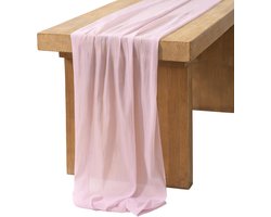 Tafelloper - Tafel Runners - Polyester - Tabel loper - Tafellaken - Tafelkleed - Tafeldecoratie - Tule decoratieve stof - Geschikt voor feestjes en vakanties - 75*300 cm - Roze