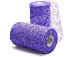 Tafelloper - Tafeldecoratie - Feestelijk - Bruiloft - Eettafel - Sfeervol - Geschikt voor diverse evenementen - Lila - 30 cm x 9 m