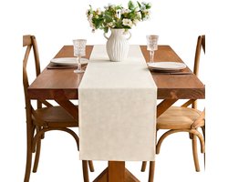 Tafelloper - Tafelkleed - 200 x 30 cm - Linnen Polyester Table Runner - Tafelkleed Afwasbaar - Tafellinnen - Tafelkleedje Diner - Kerst Tafelloper - Beige