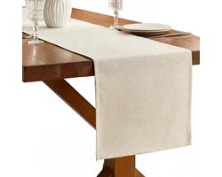 Tafelloper - Tafelkleed - 300 x 30 cm - Linnen Polyester Table Runner - Tafelkleed Afwasbaar - Tafellinnen - Tafelkleedje Diner - Kerst Tafelloper - Beige