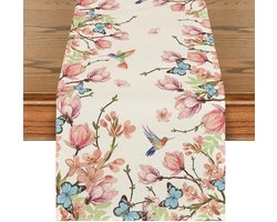 Tafelloper - Tafelkleed - Tafelloper met bloemenmotief - Vintage tafelloper - Tafeldecoraties - Tafelloper van katoen linnen - voor thuis, keuken, eetkamer, feestdecor - 275*33 cm - stijl 4