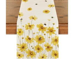 Tafelloper - Tafelkleed - Tafelloper met bloemenmotief - Vintage tafelloper - Tafeldecoraties - Tafelloper van katoen linnen - voor thuis, keuken, eetkamer, feestdecor - 275*33 cm - stijl 6