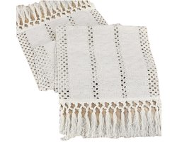Tafelloper - Tafellopers textiel - Tafeldecoratie landelijk - Polyester - Farmhouse style - Geweven boerderijdecoratie - geschikt voor tafeldecoratie, bruiloften, feesten en decoratie van kaptafels - 30x240cm - Beige