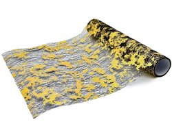 Tafelloper van gaas - versierd met bladgoud - tafelloper van polyester - decoratie van metalen tafelloper - geschikt voor feesten - vieringen - verjaardagen - bruiloften - babyshowers - doe-het-zelf -28cm*10m-Zwart