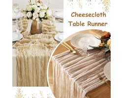 Tafelloper van kaasdoek 90 x 300 cm - Rustieke boho tafelloper voor bruiloften en bruidsfeesten