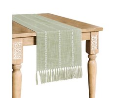 Tafelloper van katoen en linnen - landelijke stijl - groen - geschikt voor de eettafel, feestdagen en dagelijks gebruik - 30*120 cm