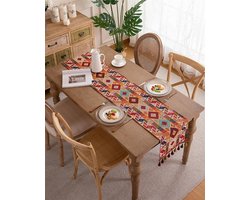 Tafelloper, Vintage Boho Tafelloper, Herfst Oranje Marokkaanse Stijl met Kwastjes voor Eettafel, Feest, Vakantie, Outdoor, 33x160 cm / 13x63 inch