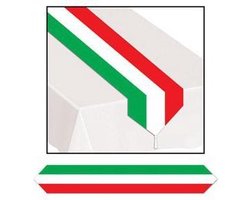 Tafelloper vlag Italie - rood wit groen - 180 x 28 cm - papier - Landen thema decoratie