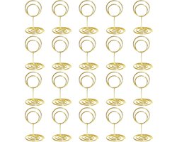 Tafelnummerhouders - 20 Stuks - Ronde Plaatskaart Houders - Foto Stand - Tafelnaamkaart Houder Clips - Eten Labels - Bruiloft Decoraties - Feest Versieringen - Verjaardag Kantoor Memo (Goud)