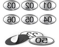 Tafelnummers Ovale Tags - Locker Labels - Restaurant Organisatie - Gegraveerde Zilveren - 200 Sets - Zilver