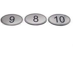 Tafelnummers Set - Genummerde Labels - Horeca Inrichting - Duurzaam ABS Kunststof - 90x55mm - Zilver