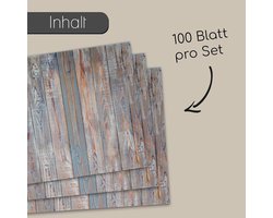Tafelonderleggers in shabby-chic hout-look - modern - 100 stuks - blauw - papier