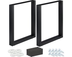tafelonderstel - 60 x 72 cm - 2 stuks - metaal - industrieel - zwart