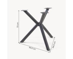 Tafelonderstel Viserinna spider poot 95x95x73 cm zwart [en.casa]