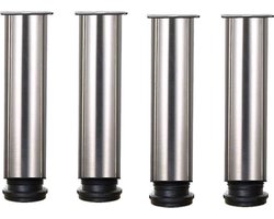 Tafelpoten Koker - 4 stuks Verstelbare Meubelpoten - Roestvrij Staal - Metalen Tafelpoten - Kastpoten - Meubelpoten - Steunpoten - Hoogte 200mm