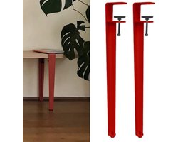 Tafelpoten - Meubelonderstel - DIY Meubels - Zonder Boren - 71 cm Hoog - Rood