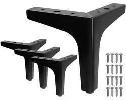 Tafelpoten- meubelpoot-4 stuks 6 inch meubelpoten - moderne stijl meubelbankpoten metalen matzwarte driehoekige poten - voor eettafel kast bank fauteuil - zwart - 15x15cm