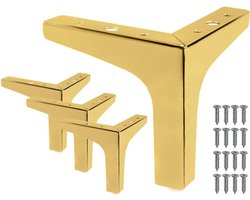 Tafelpoten- meubelpoot-4 stuks 6 inch meubelpoten - moderne stijl meubelbankpoten metalen matzwarte driehoekige poten - voor eettafel kast bank fauteuil - goud - 15x15cm