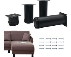 Tafelpoten Set - Meubelpoten Bankpoten - Meubels Stabiliseren - Antislip Rubberen Basis - 50 cm - Zwart