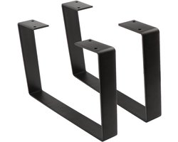 Tafelpoten U-Vorm - Meubelpoten Set - DIY Meubelproject - Massief Stalen Constructie - 25.4 cm Hoog - Zwart