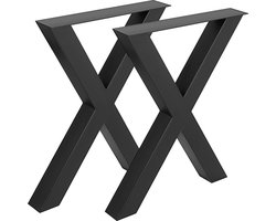 Tafelpoten - X-Poot / X-Frame Tafelonderstel - Staal - Afmeting 72x76 cm - Eenvoudige Montage - Voor Eettafel, Bureau, Salontafel - Zwart
