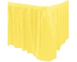 Tafelrok + tafelkleed kunststof geel 426cm lang x 74cm hoog en tafelkleed 137x274cm