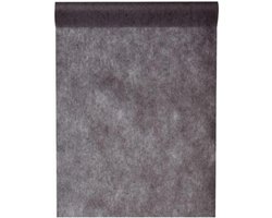 Tafelrunner Rol - Decoratieve Band Fleece - Feestdecoratie - Scheurvast Vliesstof - 30 cm x 10 m - Zwart
