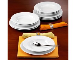 Tafelservies Set - Serviesgoed 12-delig - Dagelijks Gebruik - Vaatwasser Magnetronbestendig - Rond Porselein - Wit