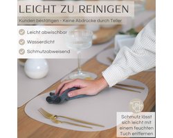 Tafelsets Kunstleer - Placemats Set - Dagelijks Gebruik - Afwasbaar Waterdicht - 41x29 cm - Taupe