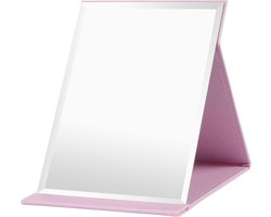 Tafelspiegel, oversized opvouwbare reisspiegel, inklapbare make-upspiegel, draagbare make-upspiegel met PU-leer voor kantoor, make-uptafel en reizen