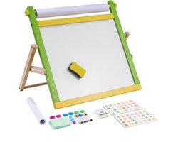 Tafelstatief voor Kinderen, 3-In-1 Houten Dubbelzijdig Magnetisch Whiteboard, Krijtbord, Papierrol, Opvouwbaar Draagbaar Tekenbord, Tekenbenodigdheden, Jongens/Meisjes