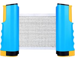 Tafeltennisnetje voor elke tafel - Geel Blauw - Uitrekbaar tot 170 cm - Nylon en ABS draagbaar net - Voor thuis en kantoor