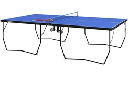 Tafeltennistafel Bundel - Tafeltennistafel Indoor - Pingpongtafel voor binnen - Speeltoestel voor binnen - Inclusief Batjes + Balletjes - Inklapbaar - Verrijdbaar - Inclusief 2 tafeltennisbatjes houder en tafeltennisnet - 274x152,5x76cm - Blauw