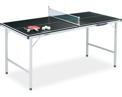 tafeltennistafel inklapbaar - 70x70x150 cm - met netje - 2 batjes - 3 ballen - zwart
