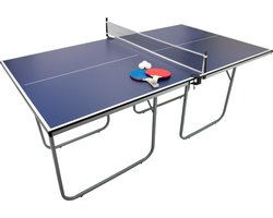 Tafeltennistafel inklapbaar | Inclusief net, batjes en balletjes | 102.5 x 76.5 x 181 cm | Blauw | pingpong