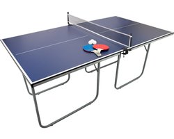 Tafeltennistafel inklapbaar | Inclusief net, batjes en balletjes | 102.5 x 76.5 x 181 cm | Blauw | pingpong