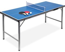 tafeltennistafel opklapbaar - 71x150x67 cm - draagbaar - met net - ballen en bats - MDF - metaal