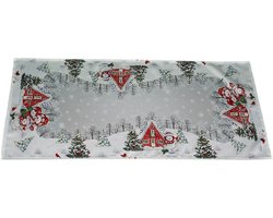 tafeltextiel met print sneeuwmanfamilie 90 x 40 cm