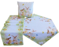 tafeltextiel met printmotief paashazen en vlinders 90 x 40 cm