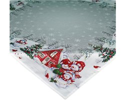 tafeltextiel print sneeuwmanfamilie 85 x 85 cm
